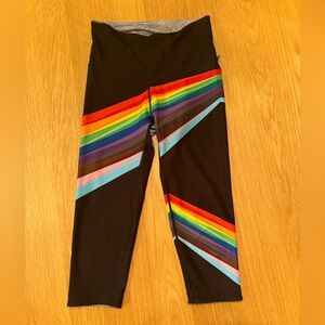 Peloton X With Black Rainbow Pride Flag Leggings Women's Sz Medium